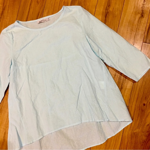 Misslook linen boho high low sky blue blouse shirt top lightweight summe… - Picture 1 of 6
